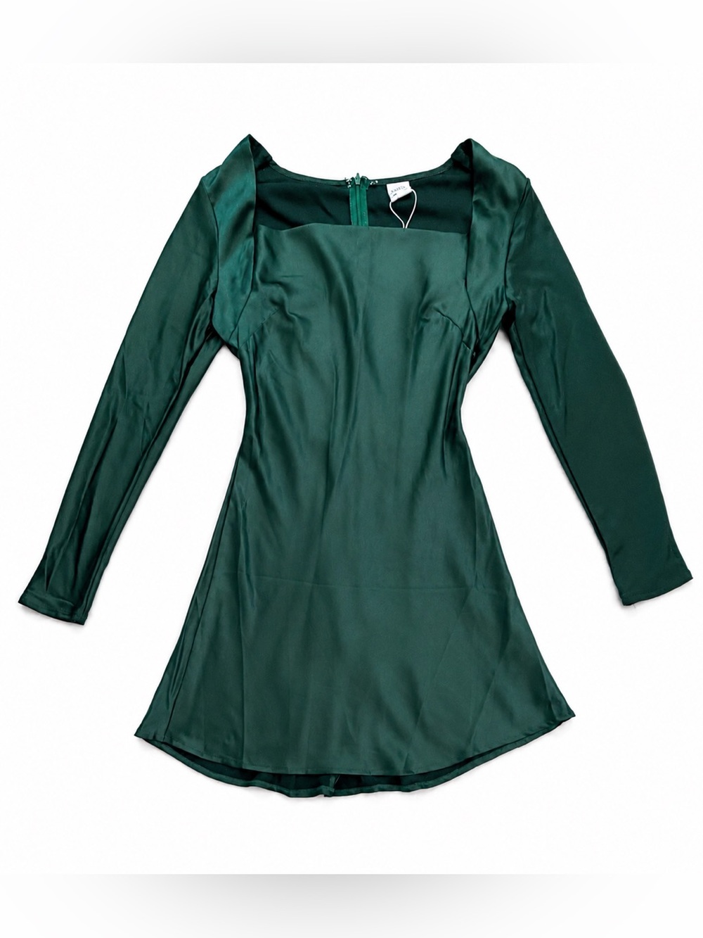 NWT Selfie Leslie Satin Skater Mini Dress Womens XSmall Emerald Green